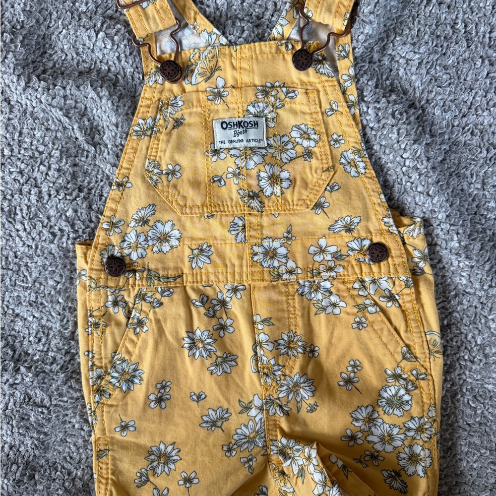 OshKosh B'gosh Yellow Floral Cotton Overalls